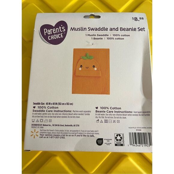 Orange Muslin Swaddle And Beanie Set NEW 100% Cotton - Picture 8 of 8